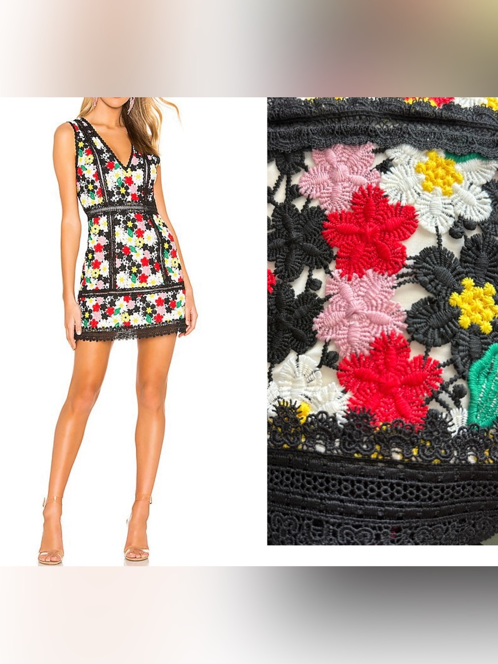 Alice + Olivia Zula Floral Lace Embroidered Mini Dress Party Cocktail Size 2